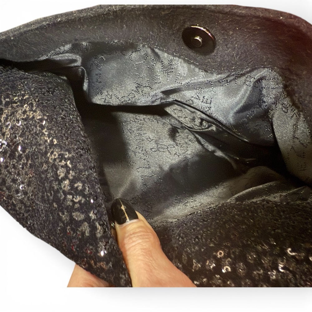 Stella McCartney Falabella Fold-Over Clutch – Black Shimmer | Like New. COA - Picture 7 of 10